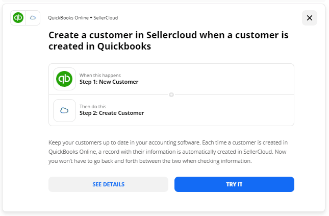 Create a customer in Sellercloud when a customer is created in QuickBooks