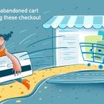 An illustration showing a woman abandoning her online shopping cart.