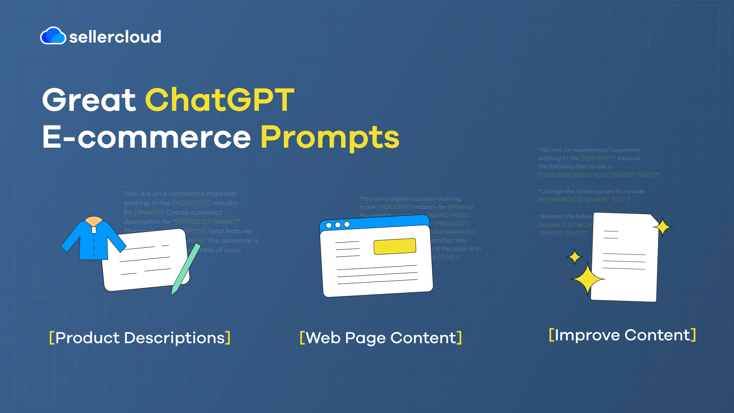 A graphic with the heading, 'Great ChatGPT Ecommerce Prompts.'