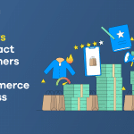 A graphic with the blog post title, '30 Ways to Attract Customers to Your Ecommerce Business.' To the right is a stack of money.