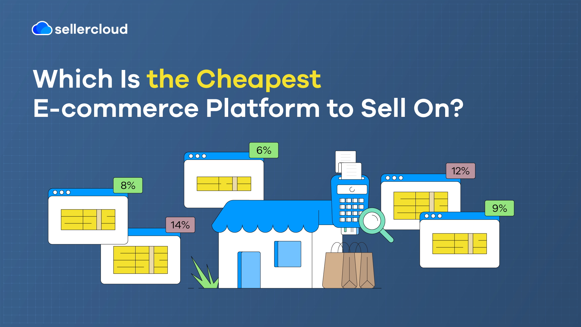 A graphic with the heading, 'Which Is the Cheapest Ecommerce Platform to Sell On?'