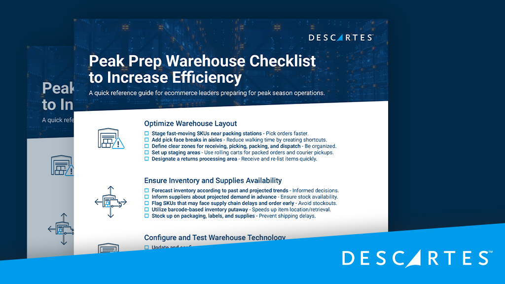 An image showing the Descartes Peak Prep Warehouse Checklist.