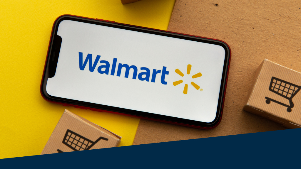 An image showing the Walmart logo on a smart phone.
